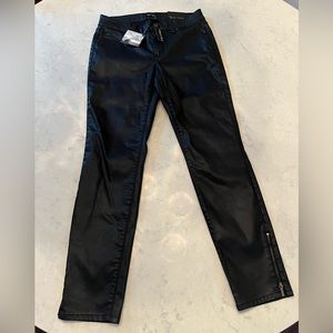 WHBM St. Honore Black Coated Denim Jeans Size 4 NWT